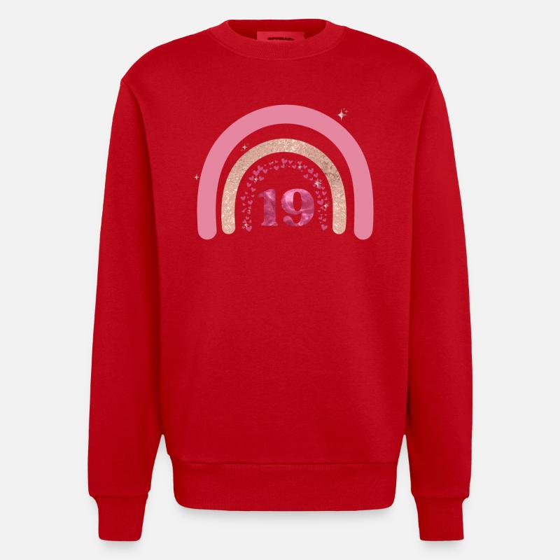19e anniversaire rainbow rose - Sweat bio épais oversize fabriqué en UE - rouge