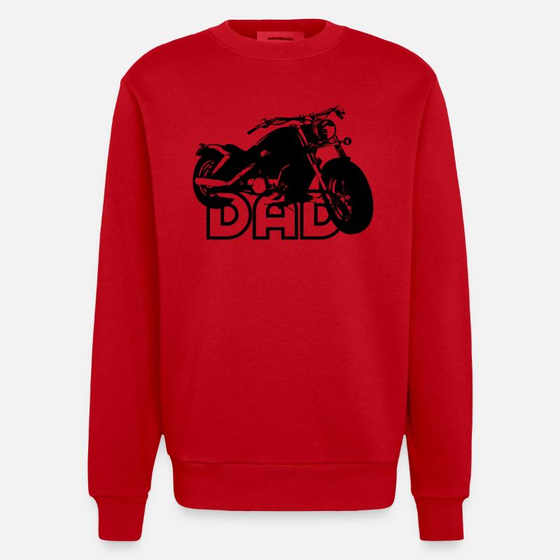 Biker DAD Black Motorcycle - Heavyweight Oversized Organic Crew Neck Made in EU - Rot
