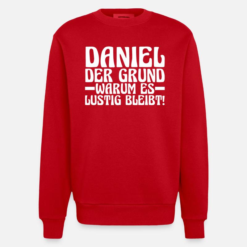 First name Daniel - Heavyweight Oversized Organic Crew Neck Made in EU - red
