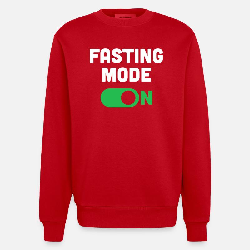 Fasting Mode On - Heavyweight Oversized Organic Crew Neck Made in EU - red