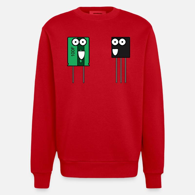 Kondensator & Transistor - Heavyweight Oversized Organic Crew Neck Made in EU - Rot