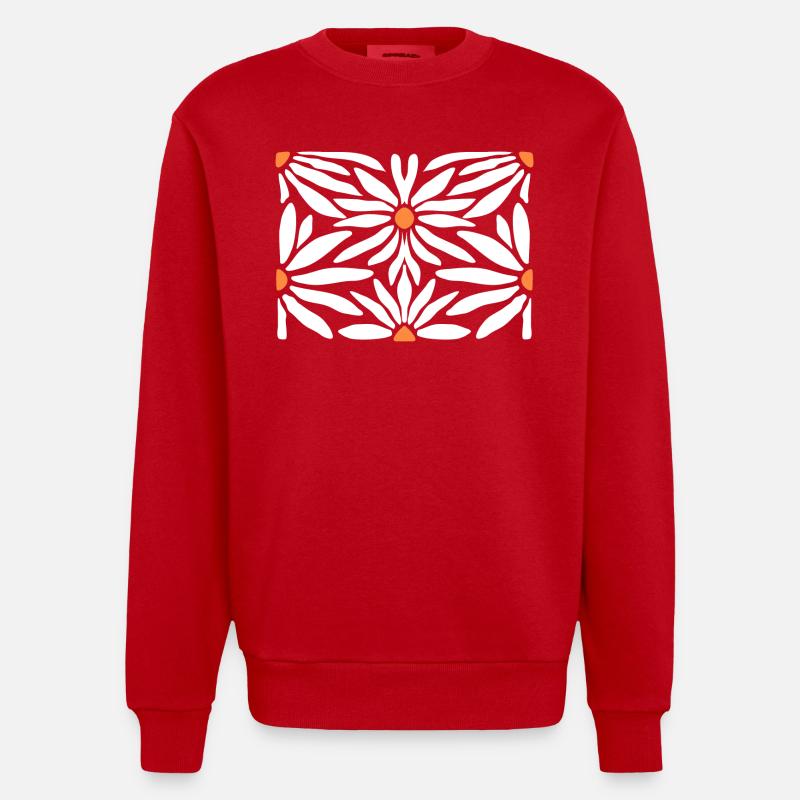 Groovy Gänseblümchen-Blumen - Heavyweight Oversized Organic Crew Neck Made in EU - Rot