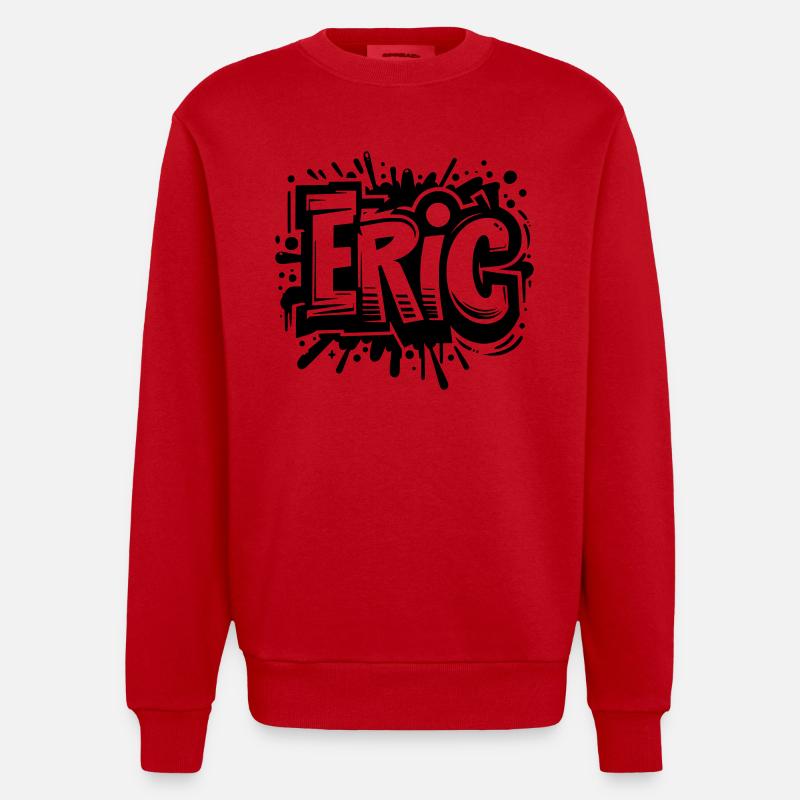 Eric Surname First Name Graffiti - Heavyweight Oversized Organic Crew Neck Made in EU - red