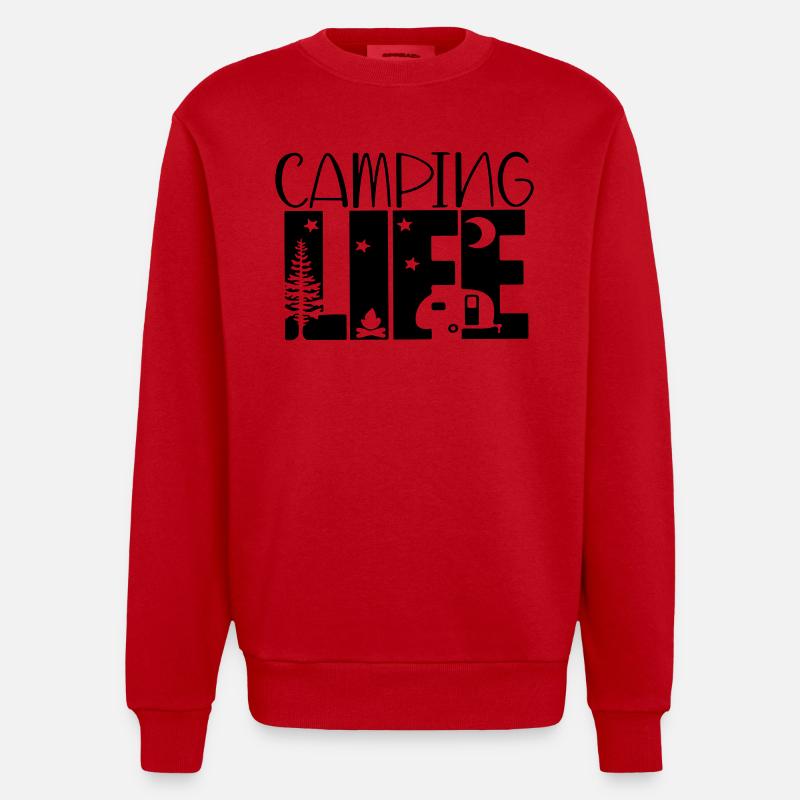 la vie en camping - Sweat bio épais oversize fabriqué en UE - rouge