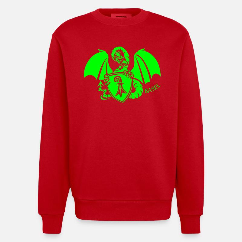 BASEL - Heavyweight Oversized Organic Crew Neck Made in EU - Rot