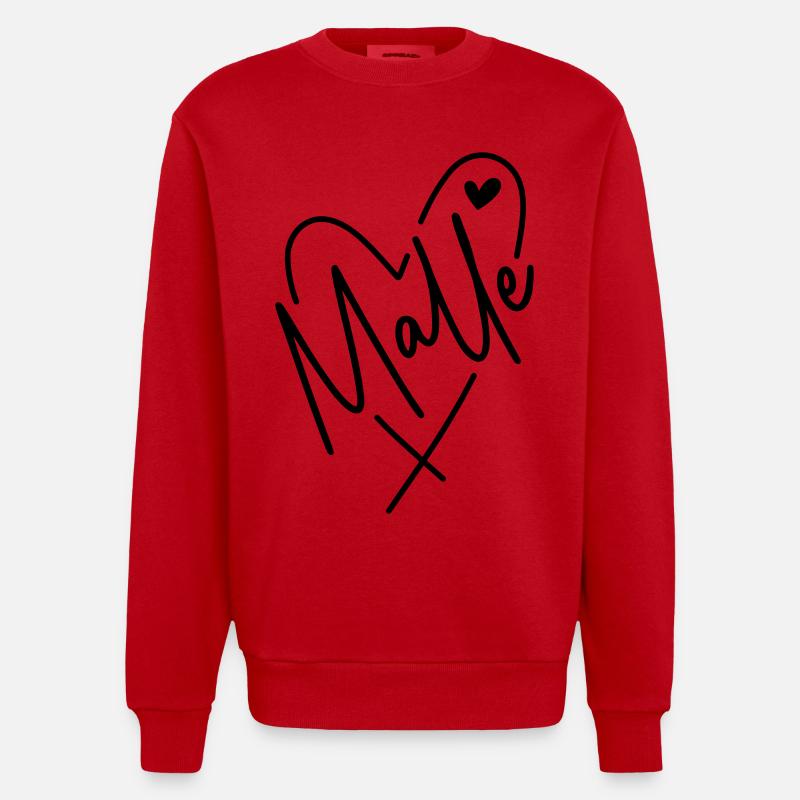 Malle Herz - Heavyweight Oversized Organic Crew Neck Made in EU - Rot