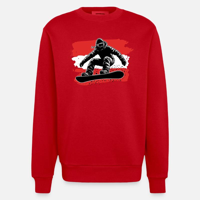 Drapeau de l’Autriche Snowboard - Sweat bio épais oversize fabriqué en UE - rouge