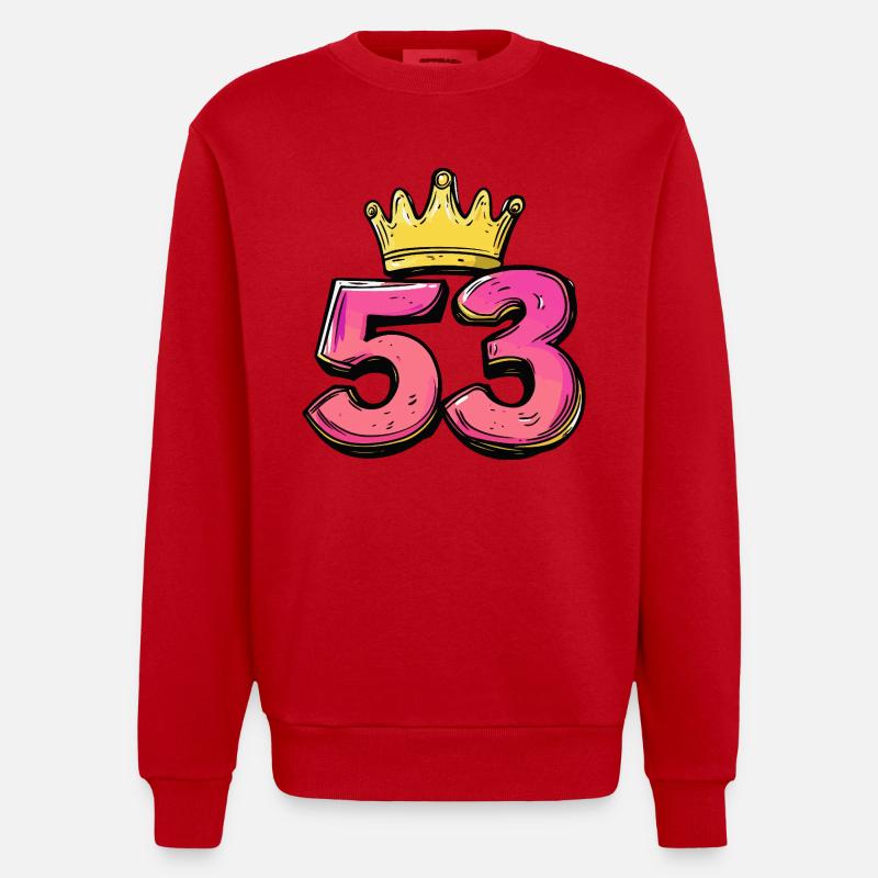Couronne à 53 chiffres - Sweat bio épais oversize fabriqué en UE - rouge