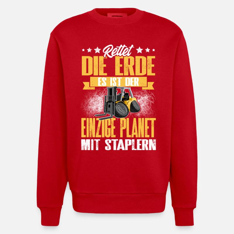 Staplerfahrer - Heavyweight Oversized Organic Crew Neck Made in EU - Rot