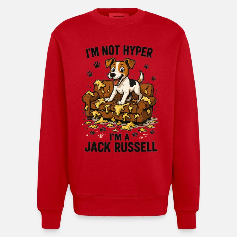 Jack Russell Terrier witzig hyperaktiv Geschenk - Heavyweight Oversized Organic Crew Neck Made in EU - Rot