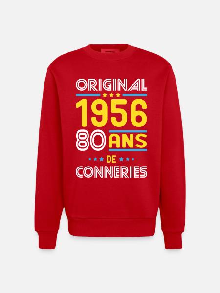 Original – 1956 – 70 years of - Heavyweight Oversized Organic Crew Neck Made in EU - red