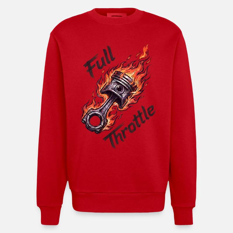  Full Throttle Piston - Heavyweight Oversized Organic Crew Neck Made in EU - red
