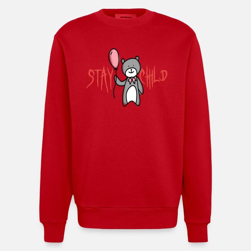 Bär mit Luftballon bleib Kind - Heavyweight Oversized Organic Crew Neck Made in EU - Rot