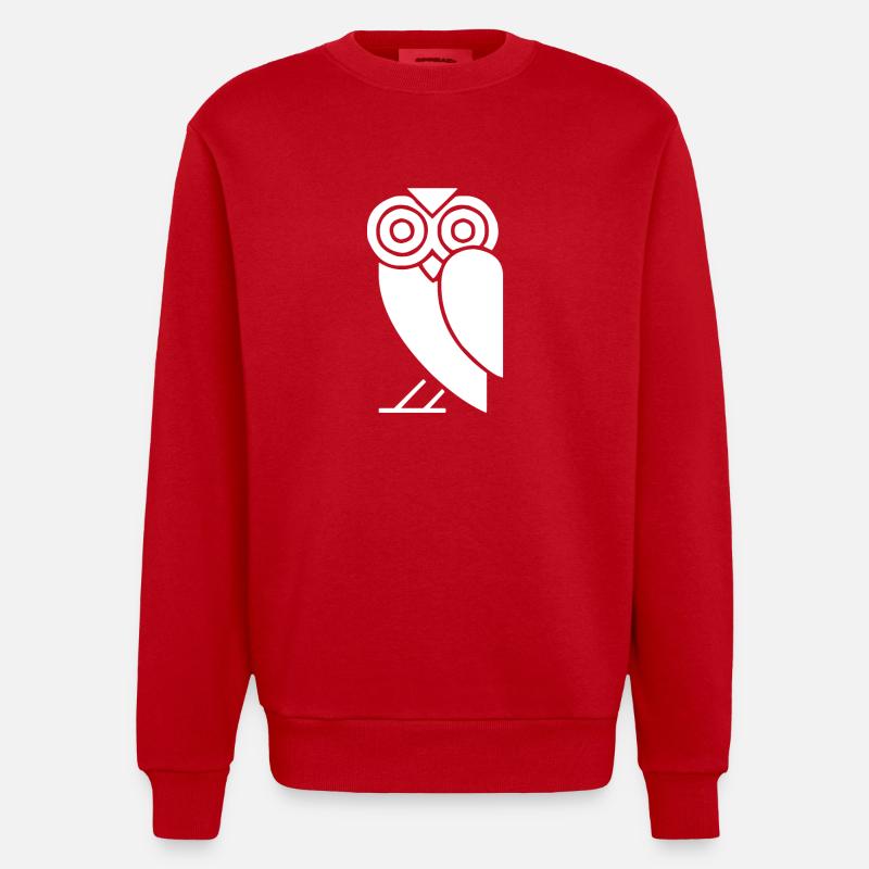 Comic Eule - Heavyweight Oversized Organic Crew Neck Made in EU - Rot