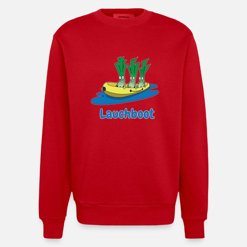 Lauchboot Lauch Schlauchboot Witzige Geschenkidee - Heavyweight Oversized Organic Crew Neck Made in EU - Rot