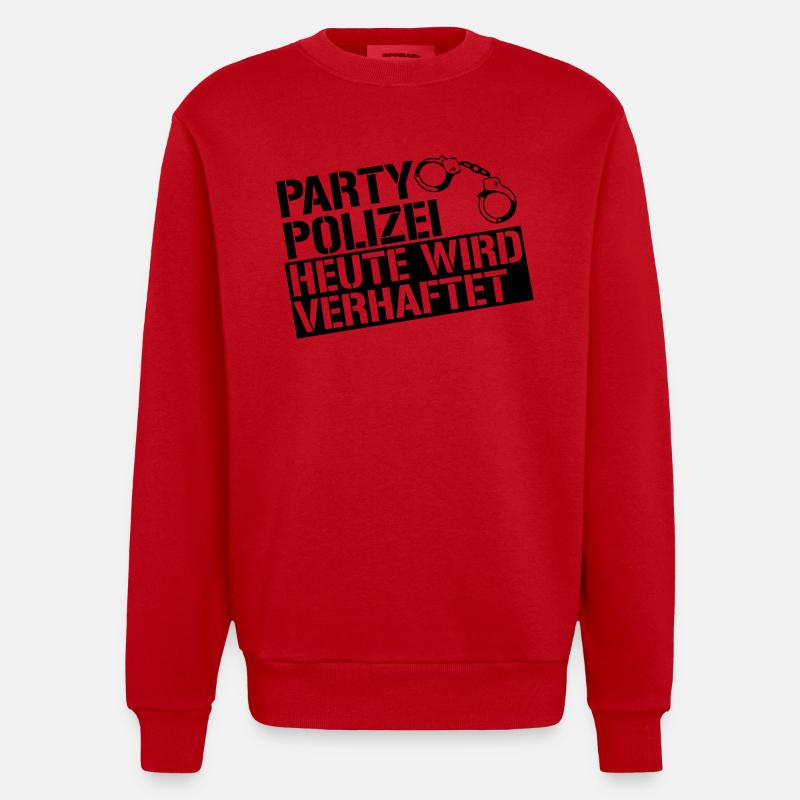 Party Polizei heute wird verhaftet - Heavyweight Oversized Organic Crew Neck Made in EU - Rot