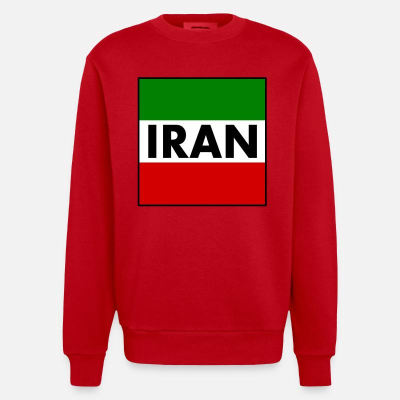 DRAPEAU IRAN DRAPEAU IRANIEN - Sweat bio épais oversize fabriqué en UE - rouge