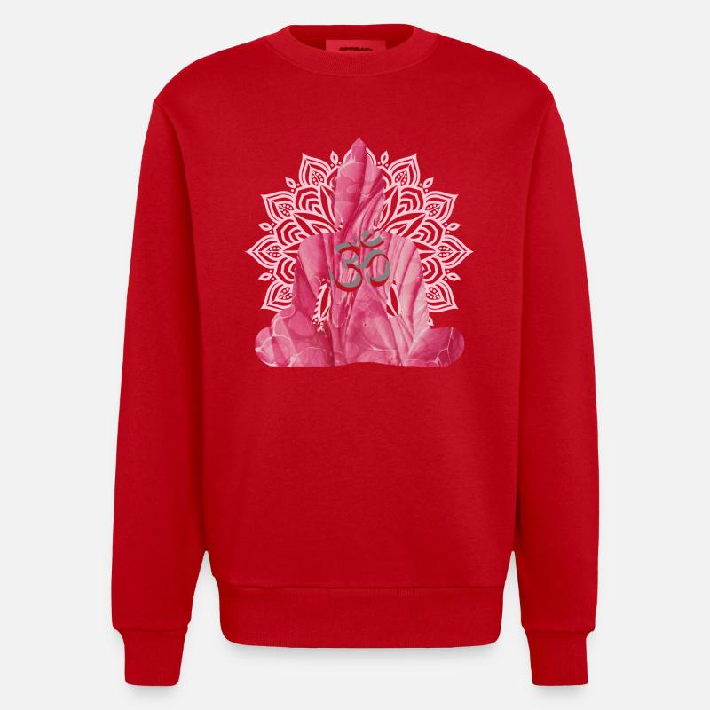 OM with Buddha E 229 - Heavyweight Oversized Organic Crew Neck Made in EU - red