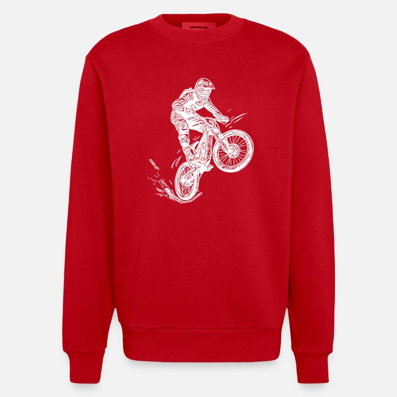 Cooler Radfahrer Mountainbiker - Heavyweight Oversized Organic Crew Neck Made in EU - Rot