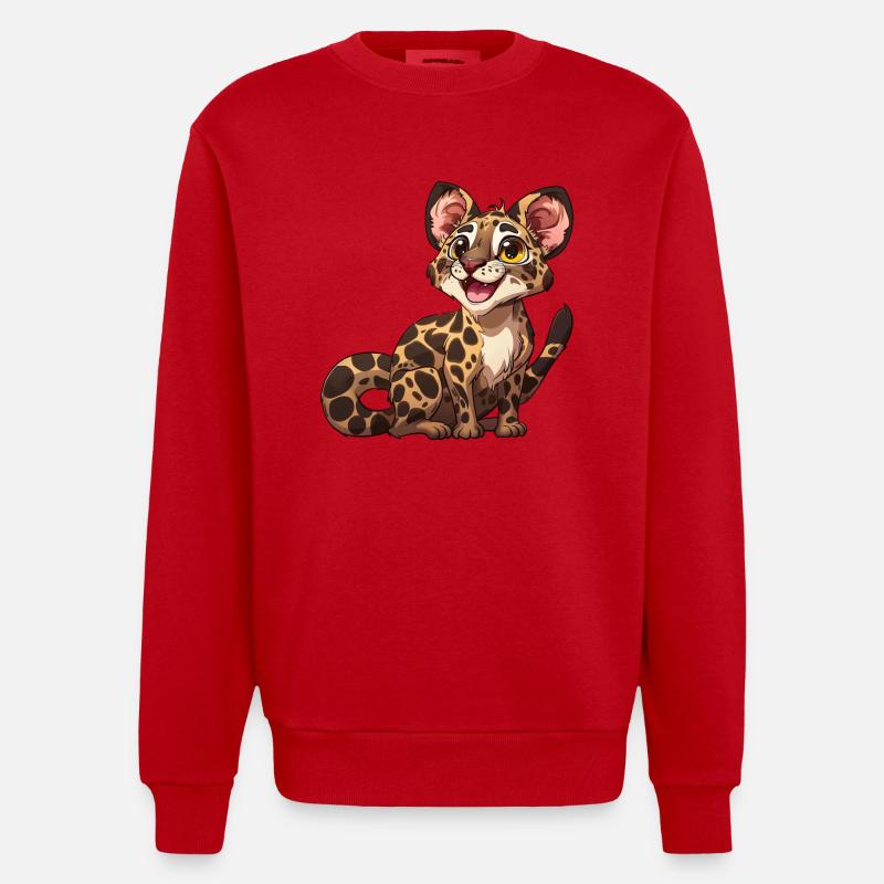Verspielter Junger Leopard Blick - Heavyweight Oversized Organic Crew Neck Made in EU - Rot