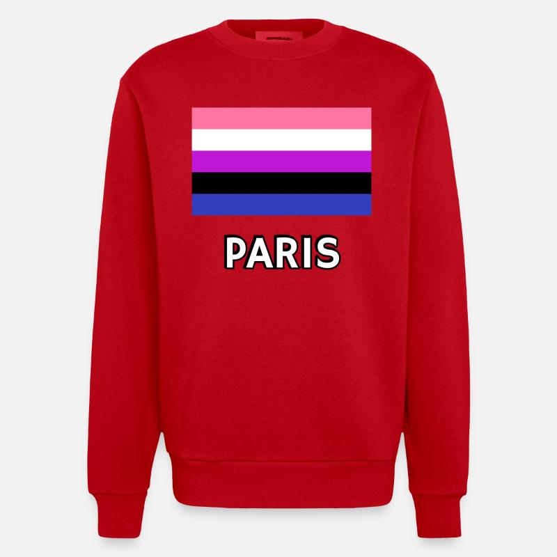 Genderfluid Pride Drapeau Paris - Sweat bio épais oversize fabriqué en UE - rouge