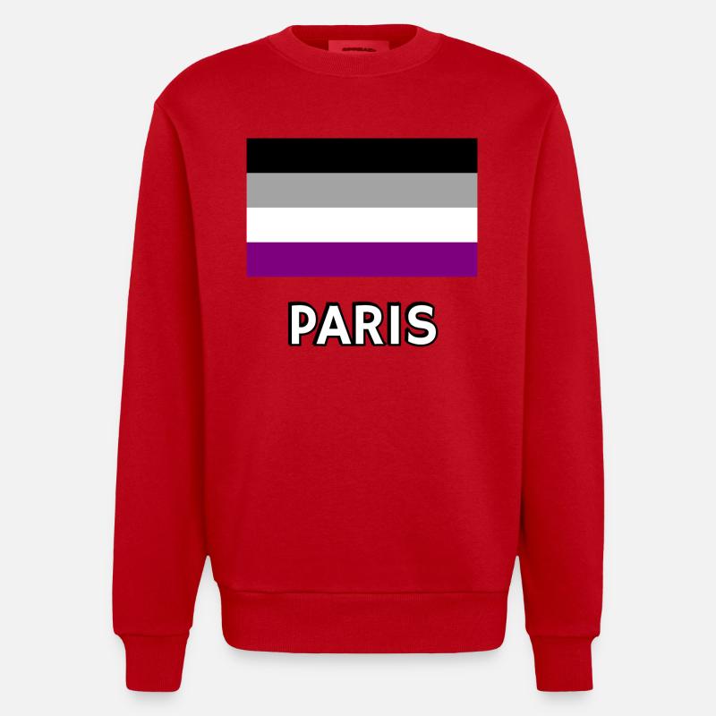 Asexualité Pride Drapeau Paris - Sweat bio épais oversize fabriqué en UE - rouge