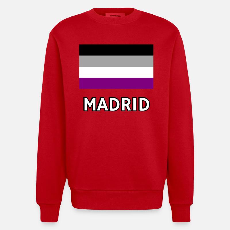 Asexualité Pride Drapeau Madrid - Sweat bio épais oversize fabriqué en UE - rouge