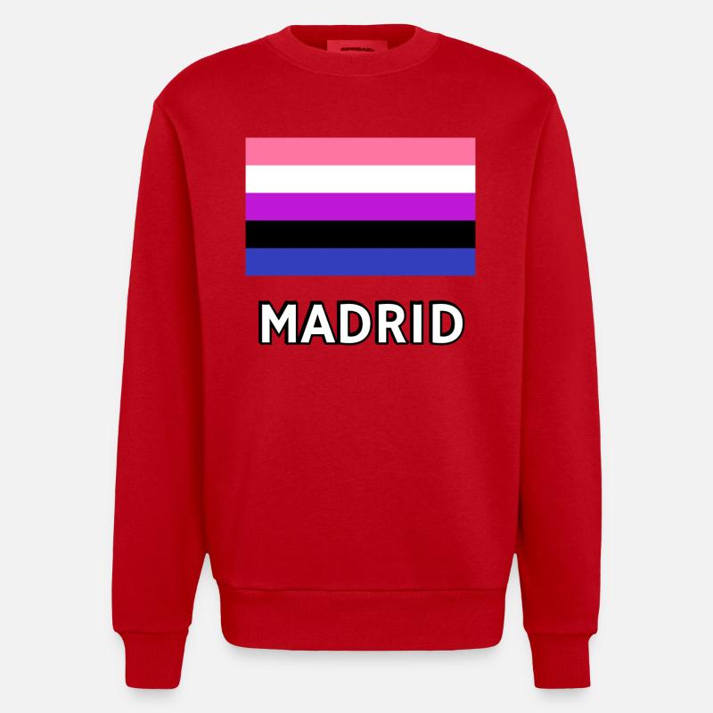 Genderfluid Pride Drapeau Madrid - Sweat bio épais oversize fabriqué en UE - rouge