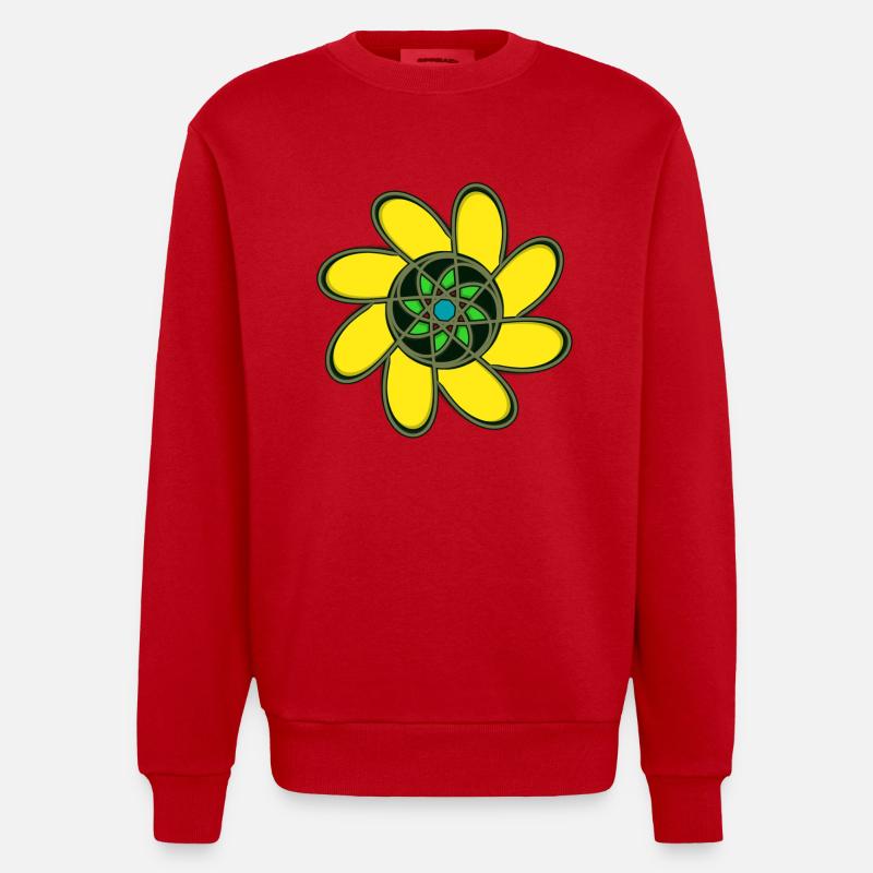 Abstract with different patterns - Heavyweight Oversized Organic Crew Neck Made in EU - red
