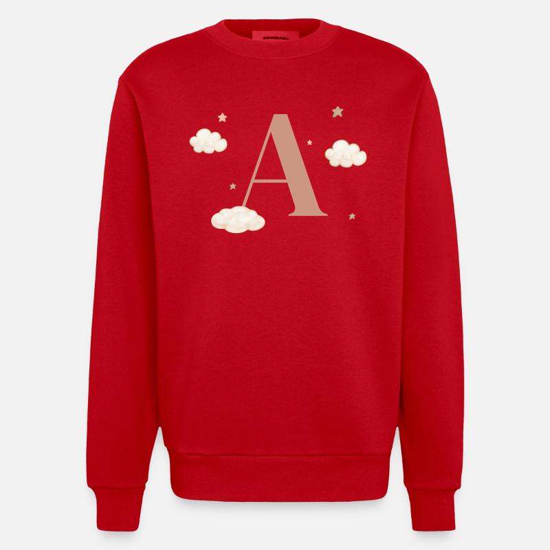 Buchstabe an Sternenwolken - Heavyweight Oversized Organic Crew Neck Made in EU - Rot