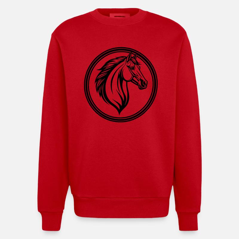 Emblème Tête de Cheval - Sweat bio épais oversize fabriqué en UE - rouge