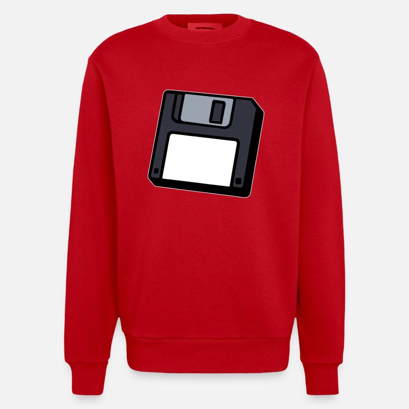 Diskette Retro Symbol Computer - Heavyweight Oversized Organic Crew Neck Made in EU - Rot