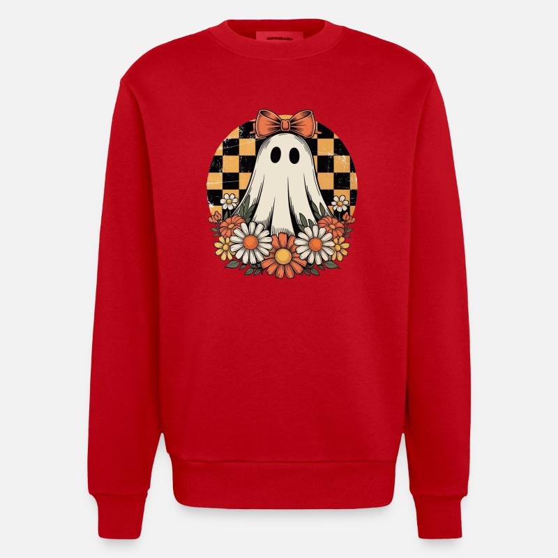Geist Halloween - Heavyweight Oversized Organic Crew Neck Made in EU - Rot