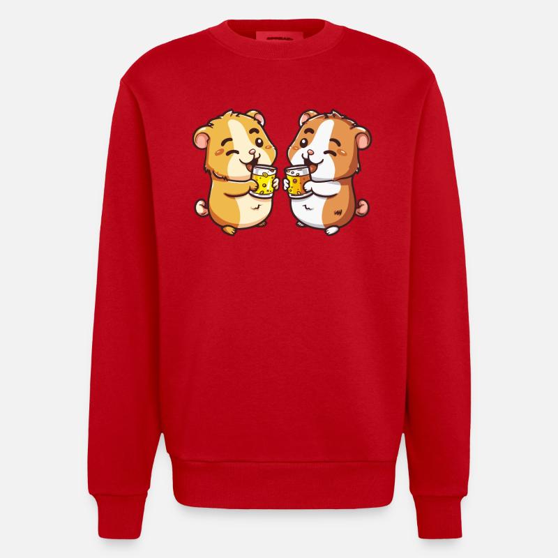 Hamster bière Party boisson - Sweat bio épais oversize fabriqué en UE - rouge