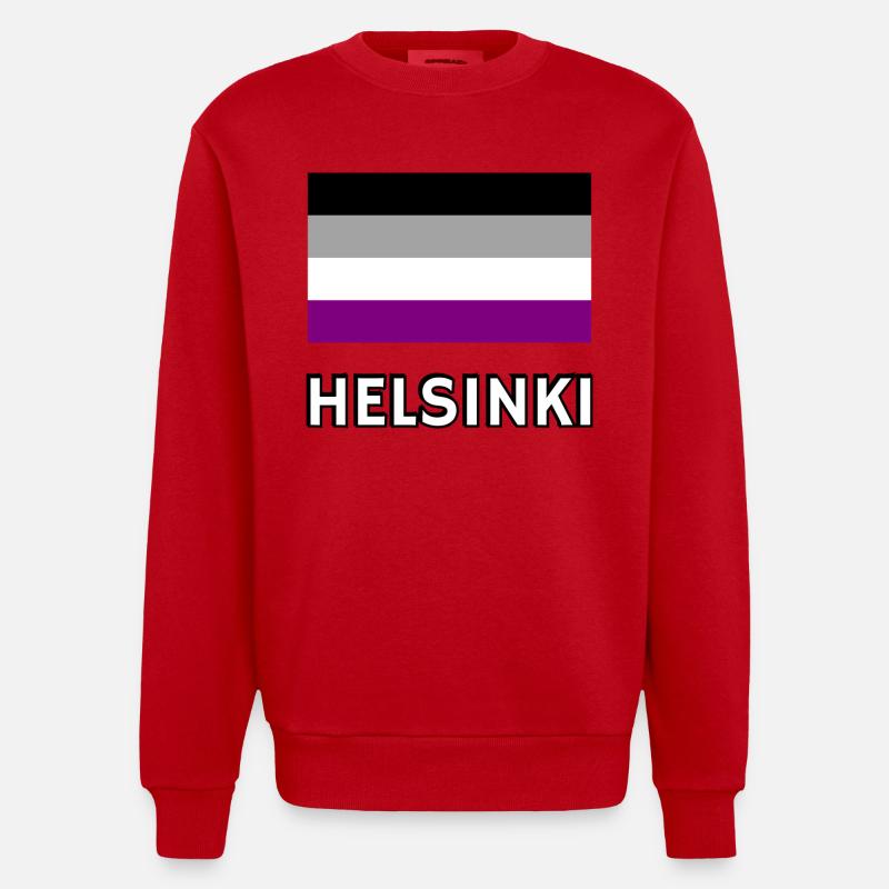 Asexualité Pride Drapeau Helsinki - Sweat bio épais oversize fabriqué en UE - rouge