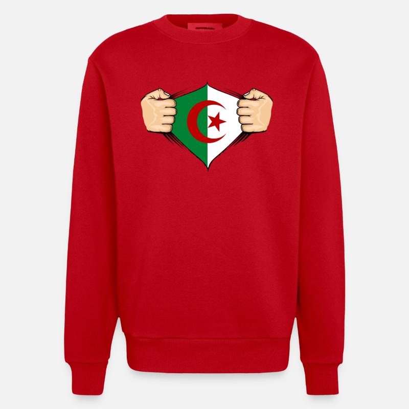 Conception du drapeau de l’Algérie - Sweat bio épais oversize fabriqué en UE - rouge