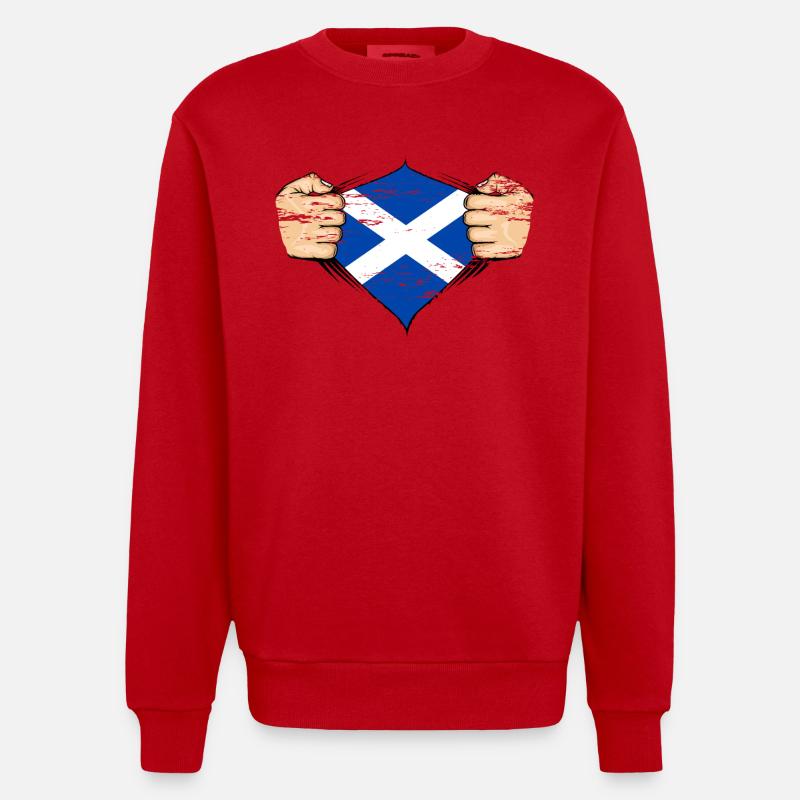 Drapeau de l’Écosse utilisé - Sweat bio épais oversize fabriqué en UE - rouge