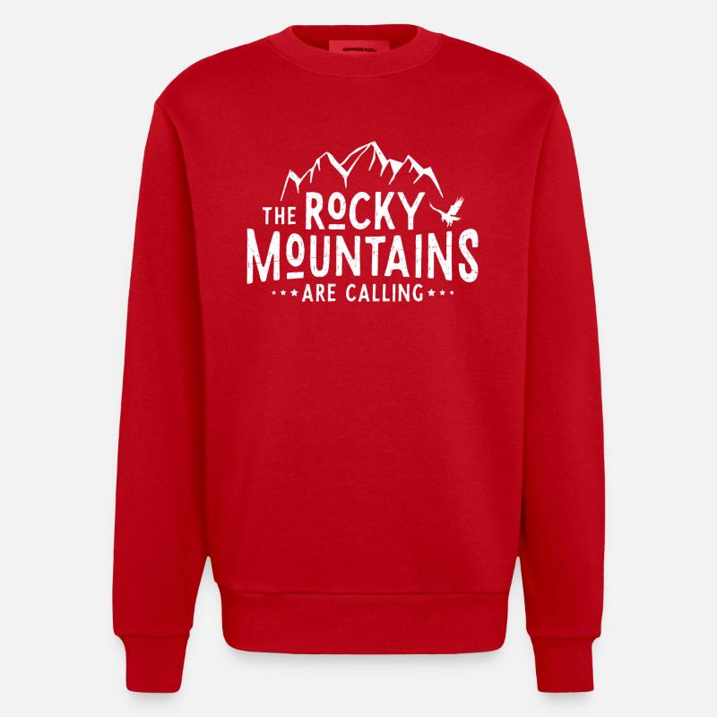 Rocky Mountains Calling - Heavyweight Oversized Organic Crew Neck Made in EU - Rot
