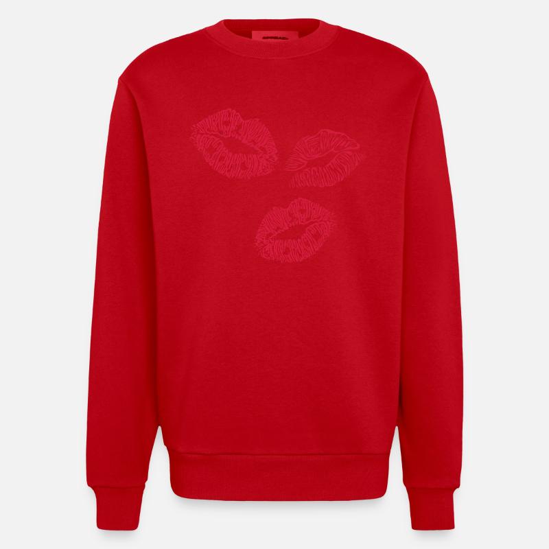 lips - Heavyweight Oversized Organic Crew Neck Made in EU - red