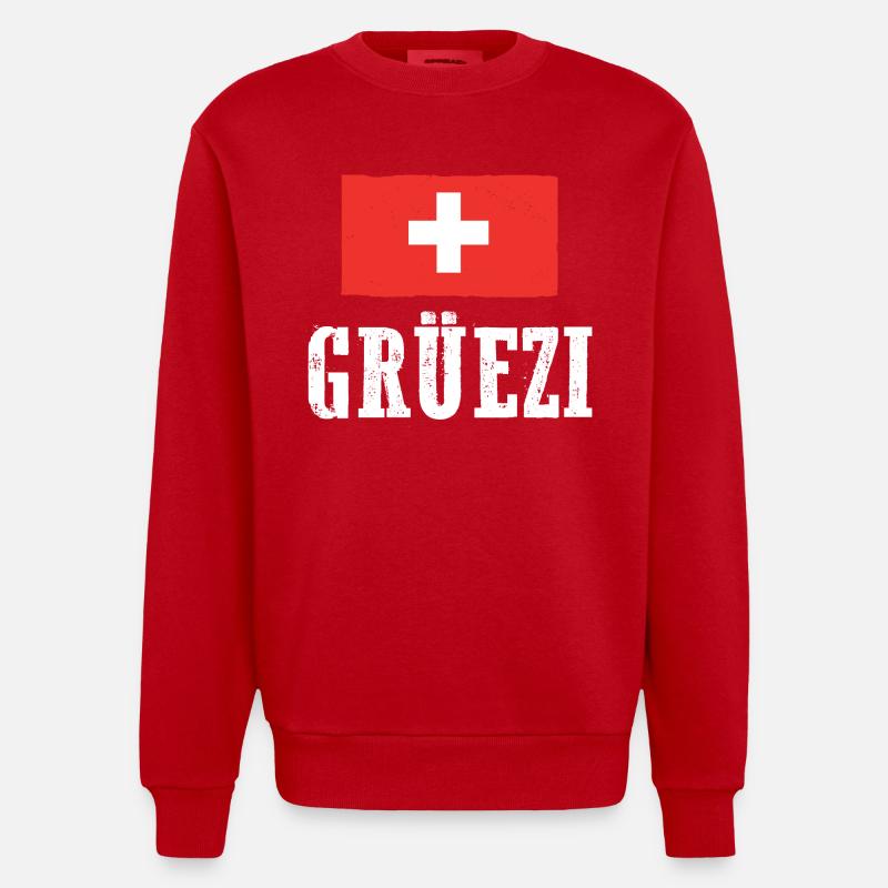 Schweizer Schweiz - Heavyweight Oversized Organic Crew Neck Made in EU - Rot