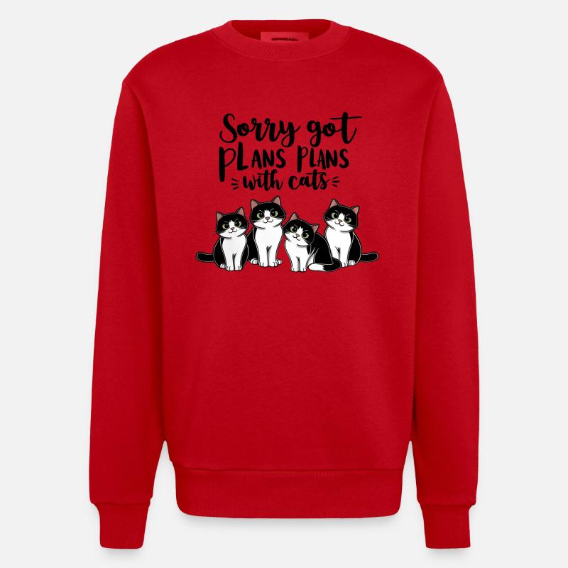 Cats with plans #2 - Heavyweight Oversized Organic Crew Neck Made in EU - Rot