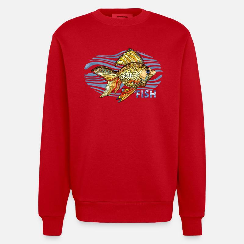 Fisch - Heavyweight Oversized Organic Crew Neck Made in EU - Rot