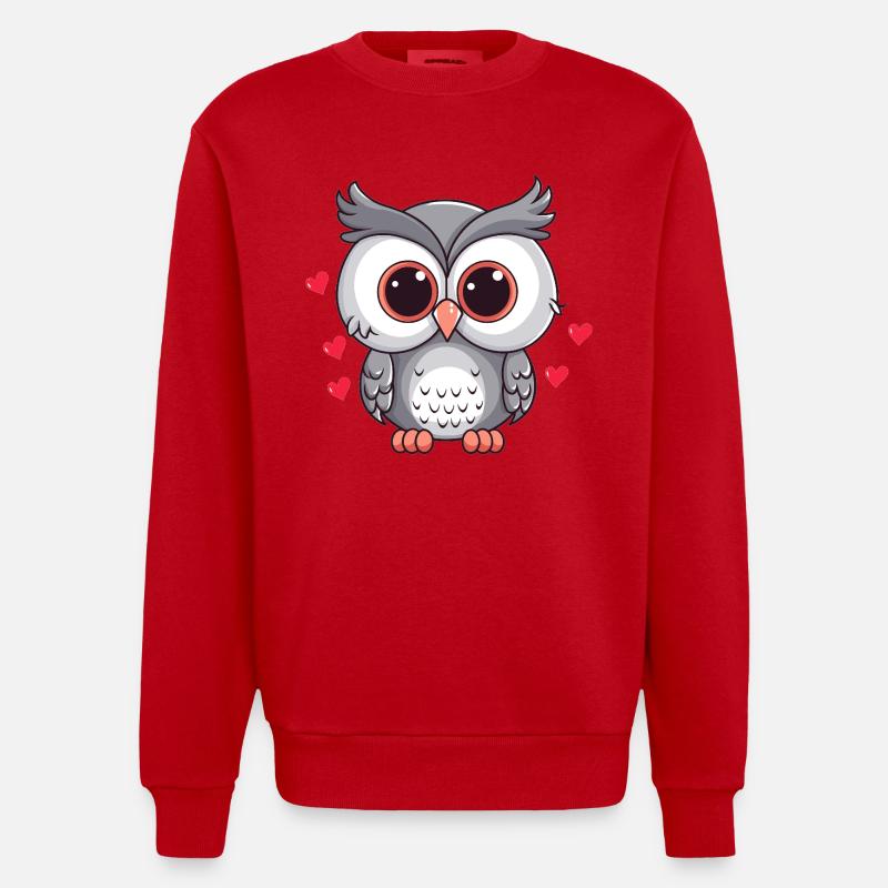 Verliebte Eule mit Herzchen - Heavyweight Oversized Organic Crew Neck Made in EU - Rot