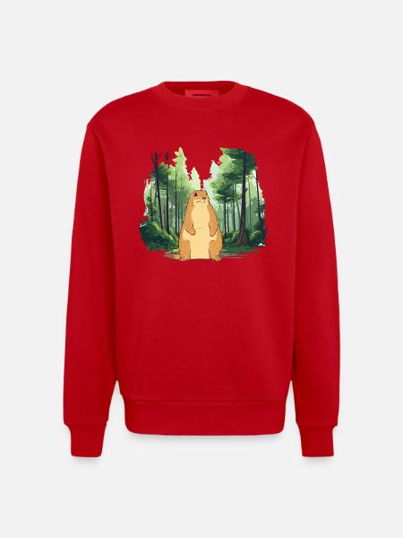 Strong groundhog nature landscape - Heavyweight Oversized Organic Crew Neck Made in EU - red
