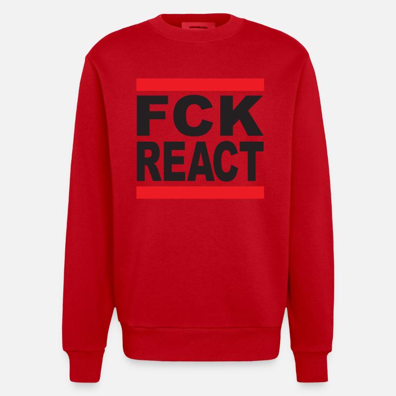 FCK REACT - Heavyweight Oversized Organic Crew Neck Made in EU - Rot
