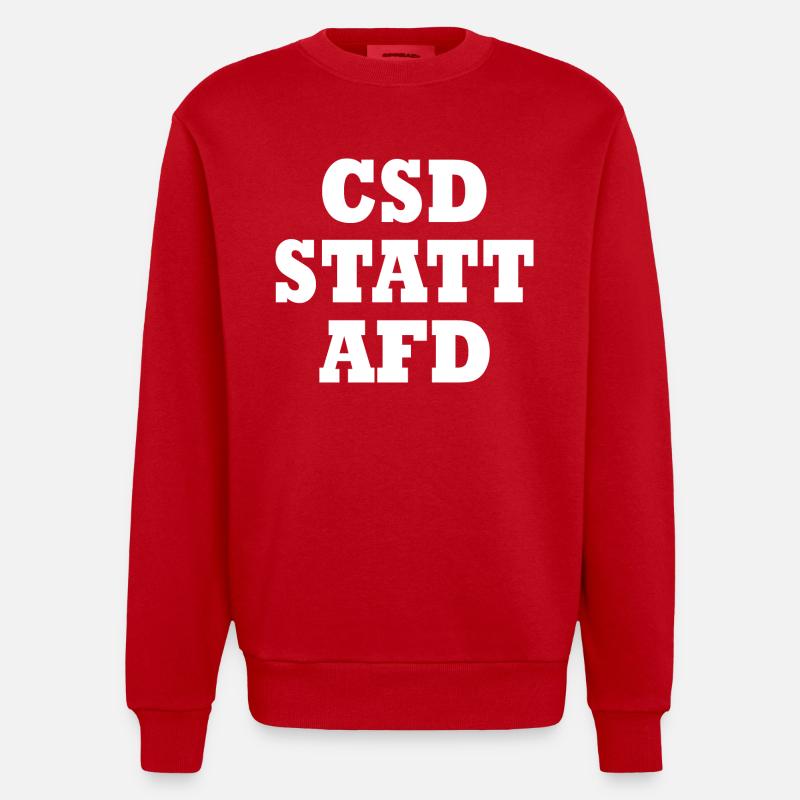 Csd statt afd - Heavyweight Oversized Organic Crew Neck Made in EU - Rot