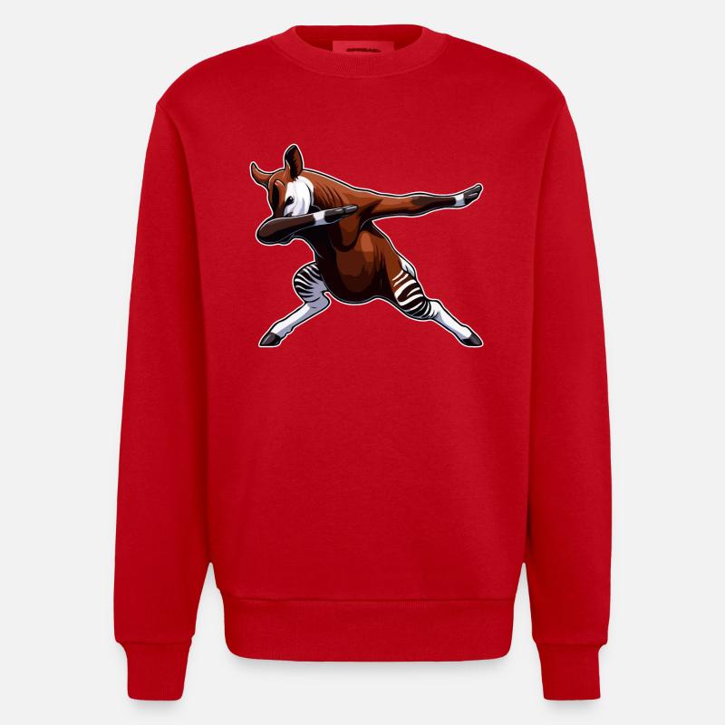 Okapi Animal Mignon Okapi - Sweat bio épais oversize fabriqué en UE - rouge