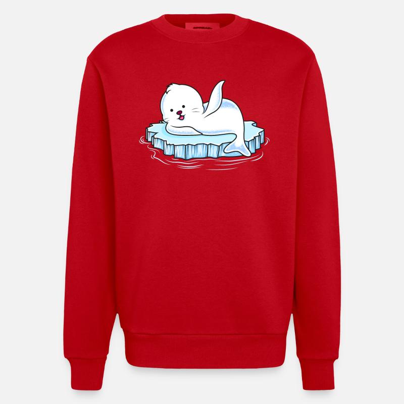 robbe eisscholle comic - Heavyweight Oversized Organic Crew Neck Made in EU - Rot