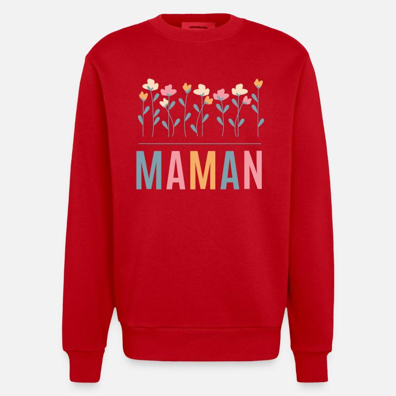 Idée cadeau pour Maman - Sweat bio épais oversize fabriqué en UE - rouge