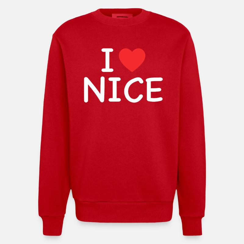 i love nice - j'aime nice - Sweat bio épais oversize fabriqué en UE - rouge
